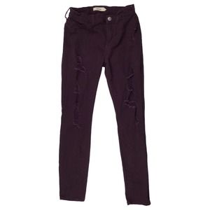 Sello Women's Burgundy Distressed Skinny Jeans Mid Rise Stretch Juniors Size 9